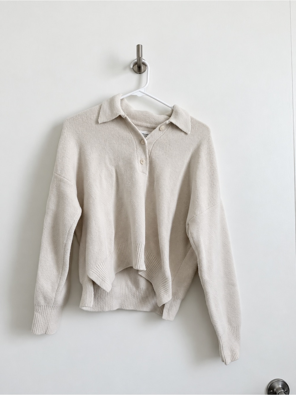 Abercrombie & Fitch Cream Collared Knit Pullover